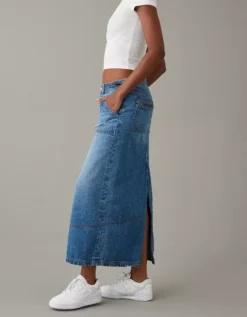 AE Low-Rise Denim Maxi Skirt -Soft Leaf 8332 4587 896 ob